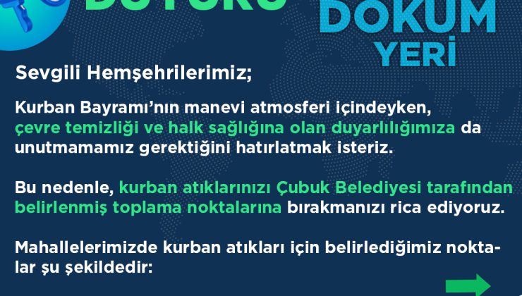 KURBAN ATIK TOPLAMA MERKEZLERİ BELİRLENDİ